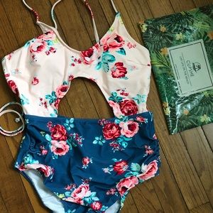 One piece floral bathing suit